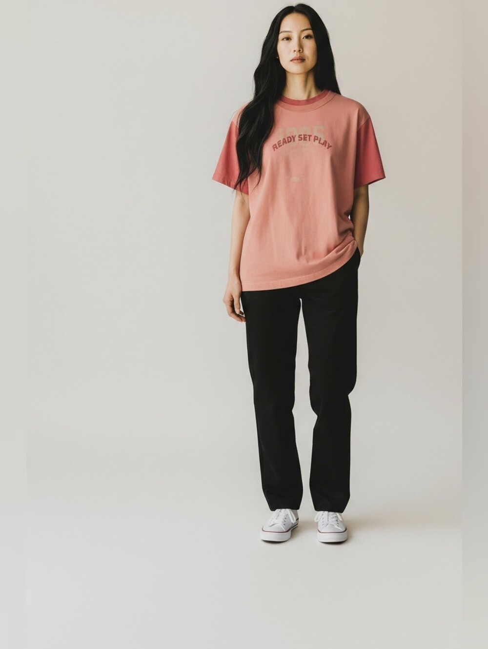 Anthropologie Daily Practice Ready Set Play Short Sleeve Tee in Coral Pink